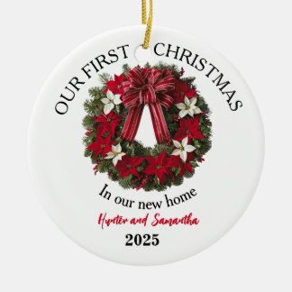 Ornamento De Cerâmica 1st Christmas New Home Personalized Ornament