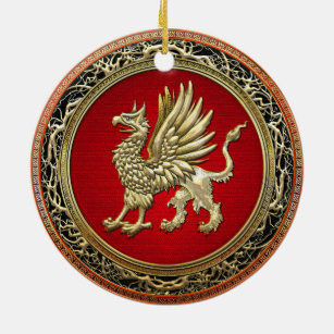 Ornamento De Cerâmica [200] Grifo Dourado sagrado