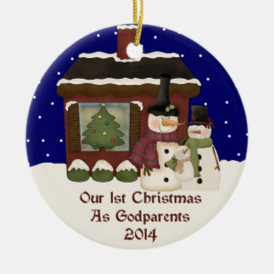 Ornamento De Cerâmica 2014 nosso ø Natal como Godparents