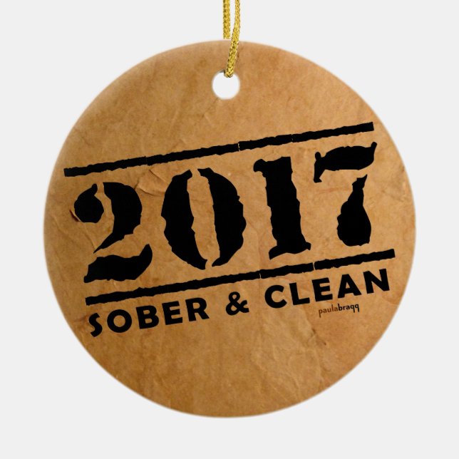 Ornamento De Cerâmica 2017 sóbrio & limpo (presentes da (Frente)
