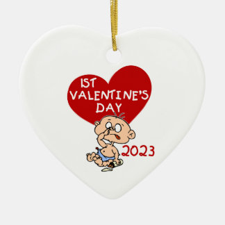 Ornamento De Cerâmica 2023 Baby Boy Heart 1rua Ornament