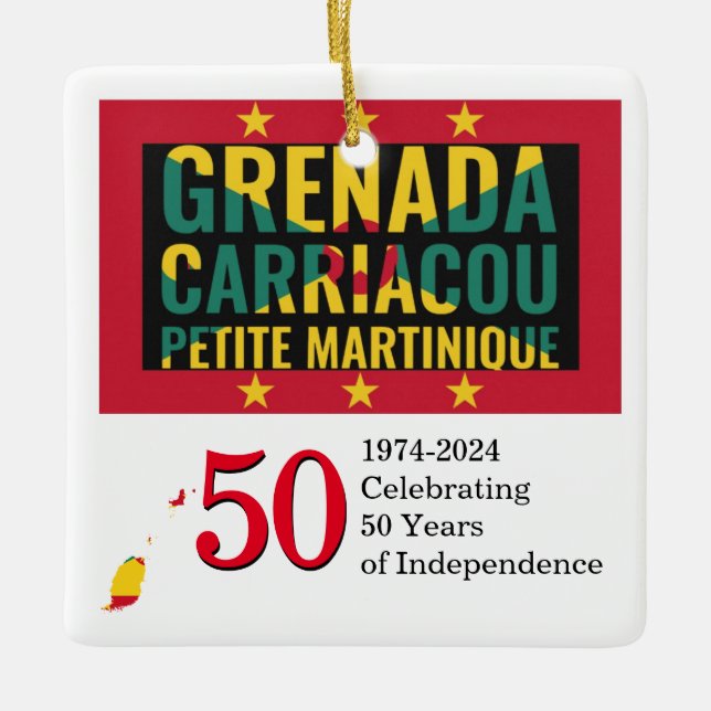Ornamento De Cerâmica 2024 GRENADA 50.º aniversário da Independência (Frente)