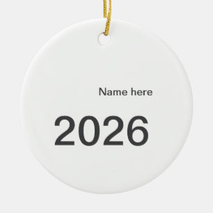 Ornamento De Cerâmica 2026 2027 2028 nome título aqui ano letra negrito