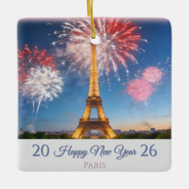 Ornamento De Cerâmica 2026 Happy New Year Customizable Ornament - Paris