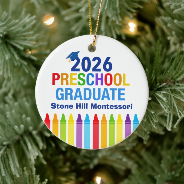 Ornamento De Cerâmica 2026 Preschool Graduate Cute Custom Keepsake (Árvore)