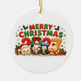 Ornamento De Cerâmica 2027 Feliz Natal