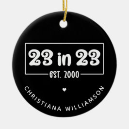 Ornamento De Cerâmica 23º presente de aniversário personalizado 23 em 23