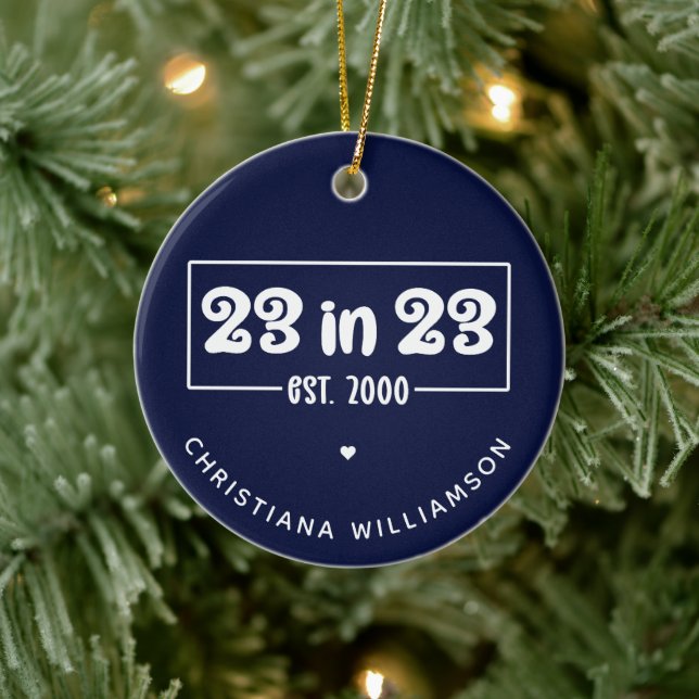 Ornamento De Cerâmica 23º presente de aniversário personalizado 23 em 23 (Árvore)