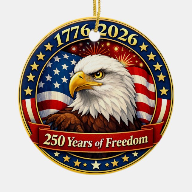 Ornamento De Cerâmica 250 Years of Freedom Round Ornament (Frente)