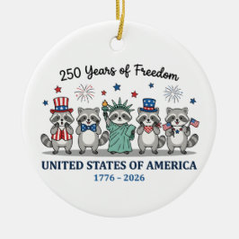 Ornamento De Cerâmica 250th year of independence of USA, Raccoon