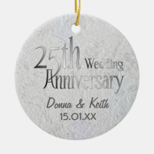 Ornamento De Cerâmica 25o Aniversário de casamento de prata