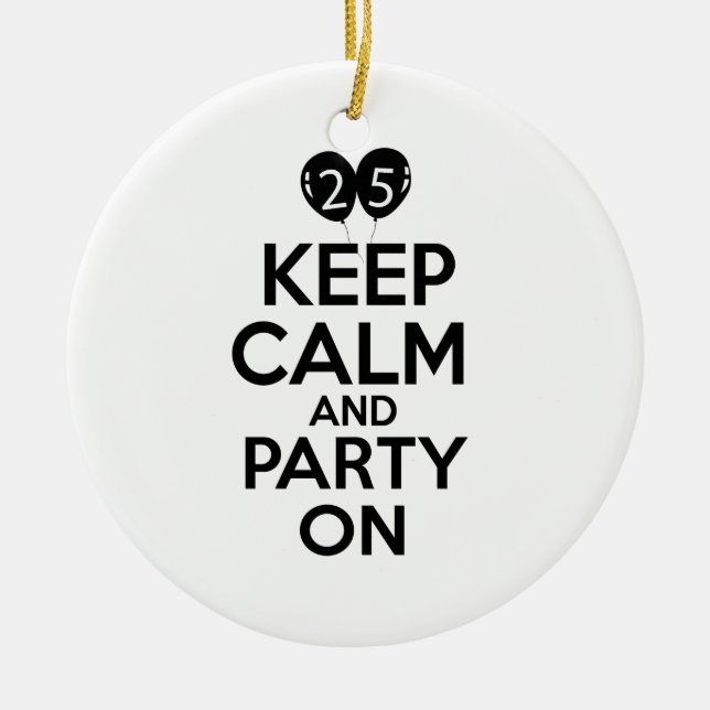 Ornamento De Cerâmica 25o design do aniversário (Frente)