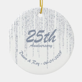 Ornamento De Cerâmica 25th Anniversary Ornament Metal • Personalized Sil