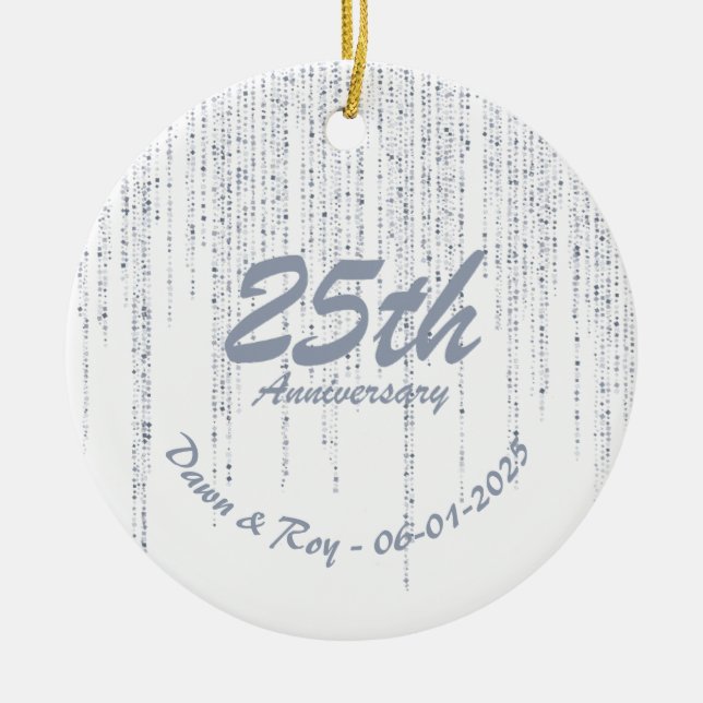 Ornamento De Cerâmica 25th Anniversary Ornament Metal • Personalized Sil (Frente)