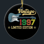 Ornamento De Cerâmica 25th Birthday Gifts For Men Women Guitar Lover<br><div class="desc">25th Birthday Gifts For Men Women Guitar Lover Born In 1997 Gift. Perfect gift for your dad,  mom,  papa,  men,  women,  friend and family members on Thanksgiving Day,  Christmas Day,  Mothers Day,  Fathers Day,  4th of July,  1776 Independent day,  Veterans Day,  Halloween Day,  Patrick's Day</div>