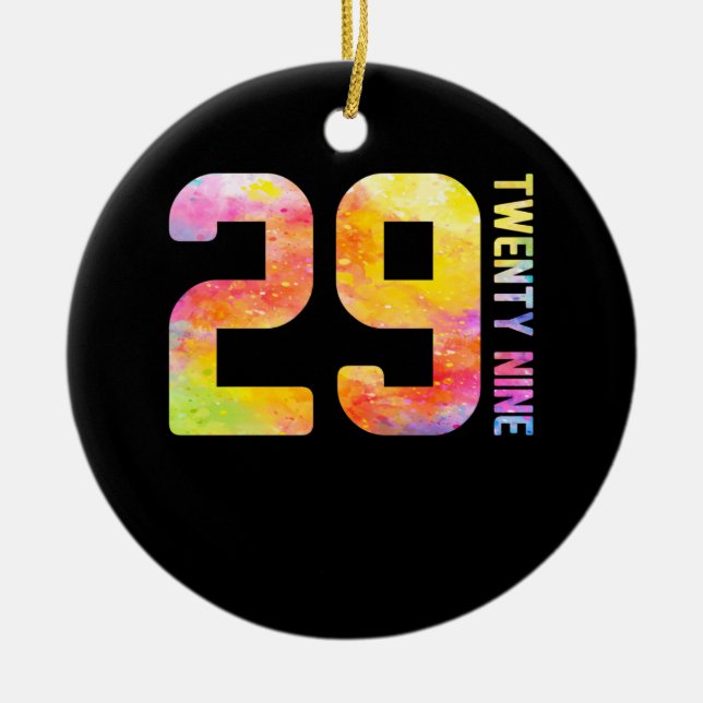 Ornamento De Cerâmica 29 anos Vinte e nove (Frente)
