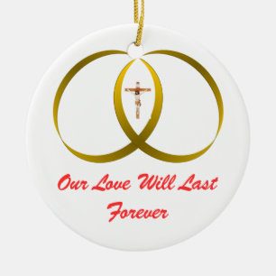 Ornamento De Cerâmica 2 anéis e JESUS,