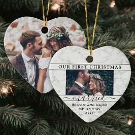 Ornamento De Cerâmica 2 Foto 1rua Natal Casado Faux Marble Heart