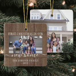 Ornamento De Cerâmica 2 Foto Nova Casa Primeiro Natal Rústico Madeira Fa