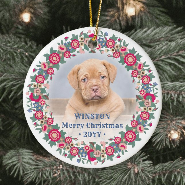 Ornamento De Cerâmica 2 Foto Retro Férias Feriado Floral Fúria Fúria Fúr (Criador carregado)