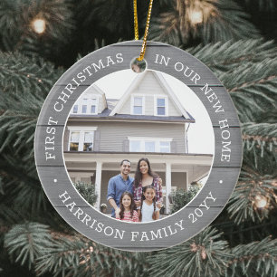 Ornamento De Cerâmica 2 Fotografia Primeiro Natal Nova Cinza doméstica