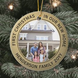 Ornamento De Cerâmica 2 fotos do primeiro Natal Novo Preto Preto Preto P