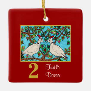 Ornamento De Cerâmica 2 pássaros das pombas da tartaruga & amores