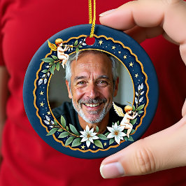 Ornamento De Cerâmica 2 sided Memorial Christmas Cherub's Embrace