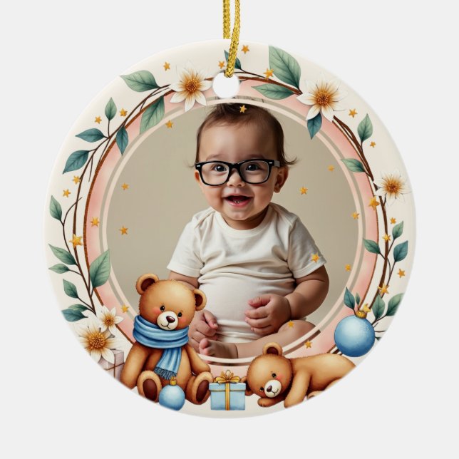 Ornamento De Cerâmica 2 sided Twinkle Bear (Frente)