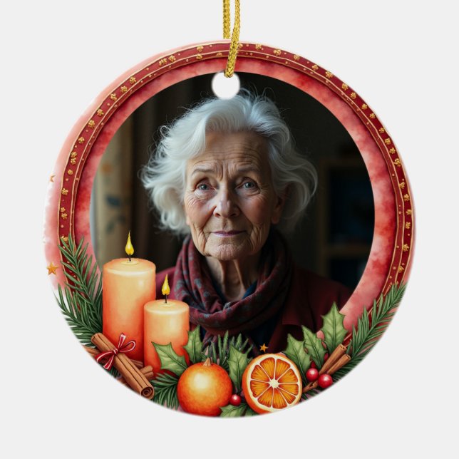 Ornamento De Cerâmica 2sided Memorial Christmas Heart of Our Holidays (Frente)