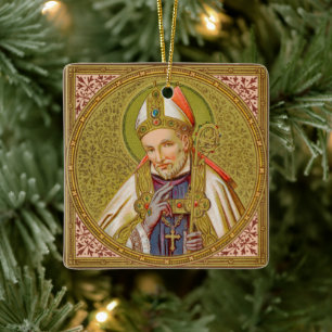 Ornamento De Cerâmica 2x St. Alphonsus Liguori (SNV 02) (Quadrado)