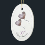 Ornamento De Cerâmica 30 Pearl Casamento Aniversário, marido e mulher pr<br><div class="desc">30 Pearl personalizado... casamento, casamento, casamento entre marido e dama de esposa. A design mostra 2 balões roxos com os nomes do homem e da esposa e lê, "30 aniversário de casamento". O texto também pode ser personalizado para outros aniversários, conforme desejado. As cartas e presentes também estão disponíveis neste...</div>