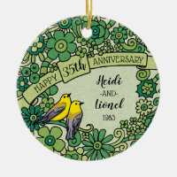 35o aniversário personalizado, pássaros florais do