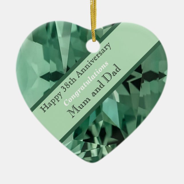 Ornamento De Cerâmica 38º aniversário da casamento Beryl (Frente)