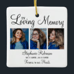 Ornamento De Cerâmica 3 Foto: Modern Collage Memorial Funeral<br><div class="desc">Personalize este elegante modelo do memorial funerário com três fotos,  detalhes e mensagem personalizada para o seu amado. Fácil de personalizar fotografia e texto. Nossas sentidas condolências pela sua perda.</div>