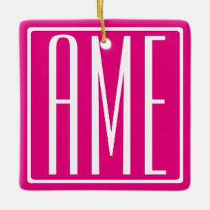 Ornamento De Cerâmica 3 Iniciais Monograma Branco A Quente