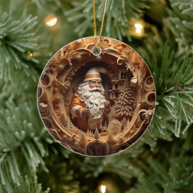 Ornamento De Cerâmica 3d Cláusula Santa Dourada (Árvore)