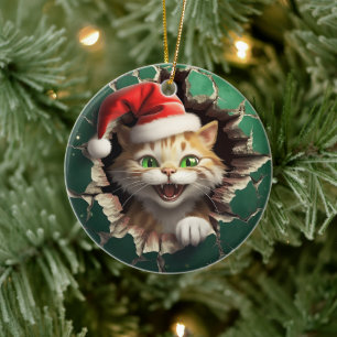 Ornamento De Cerâmica 3d gato bonito
