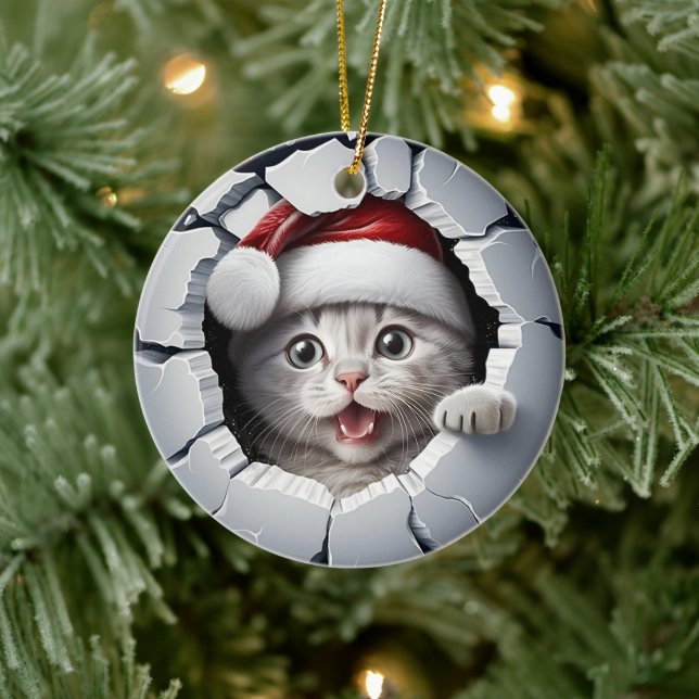 Ornamento De Cerâmica 3D Kitten Natal (Árvore)