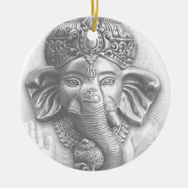 Ornamento De Cerâmica 3d Lord Ganesha - Om (Frente)