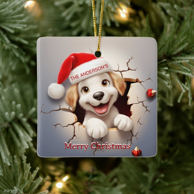 Ornamento De Cerâmica 3D Puppy Natal (Árvore)