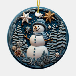 Ornamento De Cerâmica 3D Snowman Natal