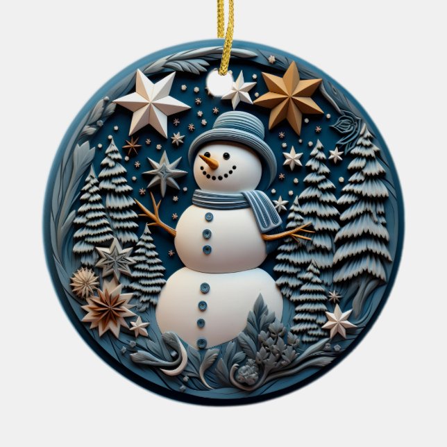 Ornamento De Cerâmica 3D Snowman Natal (Frente)