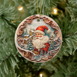ORNAMENTO DE CERÂMICA 3D VINTAGEM DE NATAL TRADICIONAL SANTA CLAUS