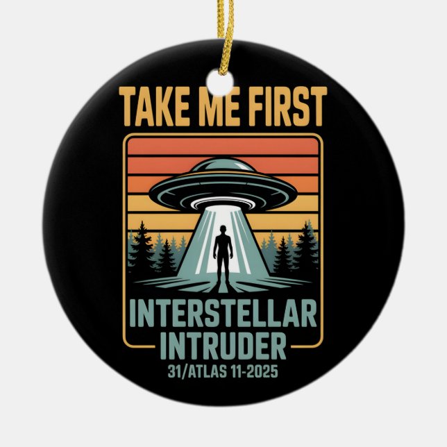 Ornamento De Cerâmica 3I Atlas Glitch Style Sci Fi Retro Space Funny  (Frente)