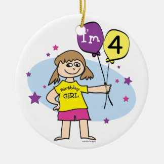 Ornamento De Cerâmica 4ª Garota de Aniversário