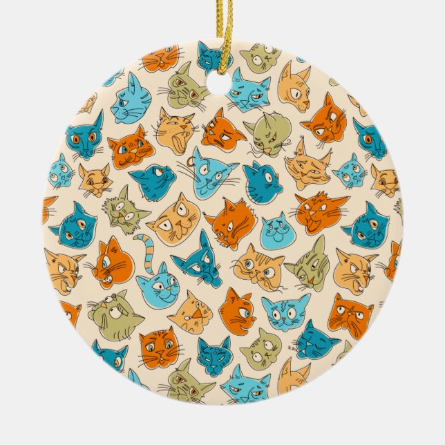Ornamento De Cerâmica 40 rostos de gatos e uma cauda (Frente)