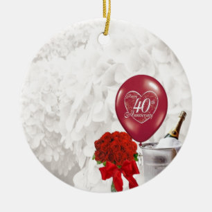 Ornamento De Cerâmica 40th Aniversário de casamento