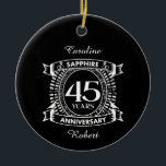 Ornamento De Cerâmica 45º aniversário do casamento crest da safira<br><div class="desc">Uma design romântica para celebrar o seu 45º ano de casamento. Se você quiser alguma ajuda para personalizar este design, por favor, entre em contato comigo, eles podem pedir a este botão do designer, logo abaixo deste texto. Esta crista de quarenta e cinco anos, quarenta e cinco anos de aniversário...</div>