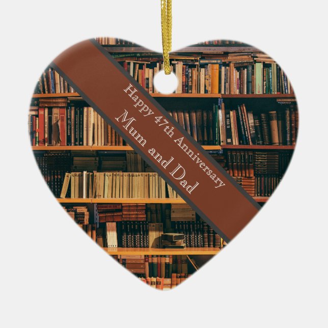 Ornamento De Cerâmica 47.º Aniversário de Casamento (Frente)